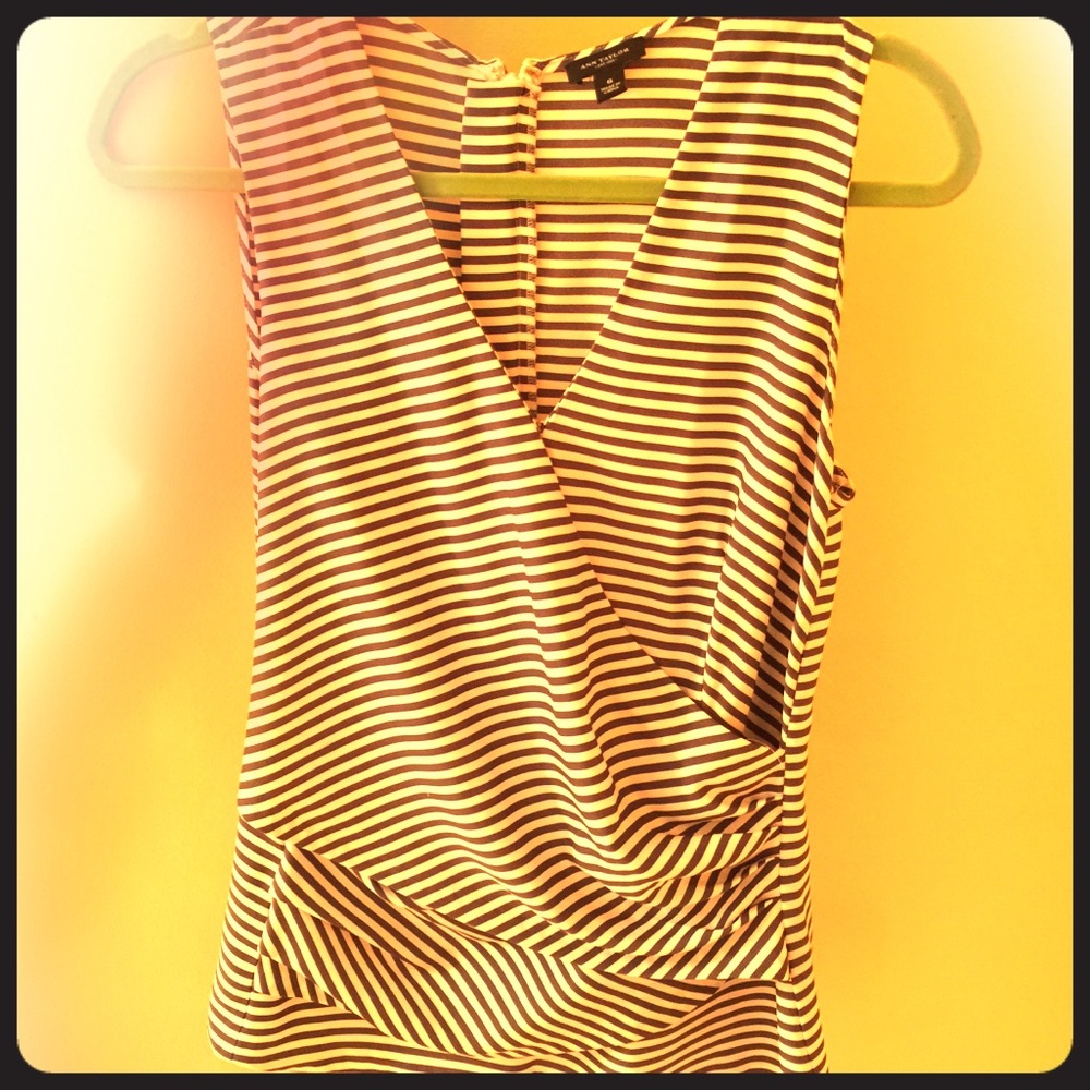 Grey and white striped Ann Taylor top 6